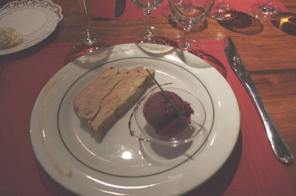 L'entrée : Foie gras et son sorbet de figue