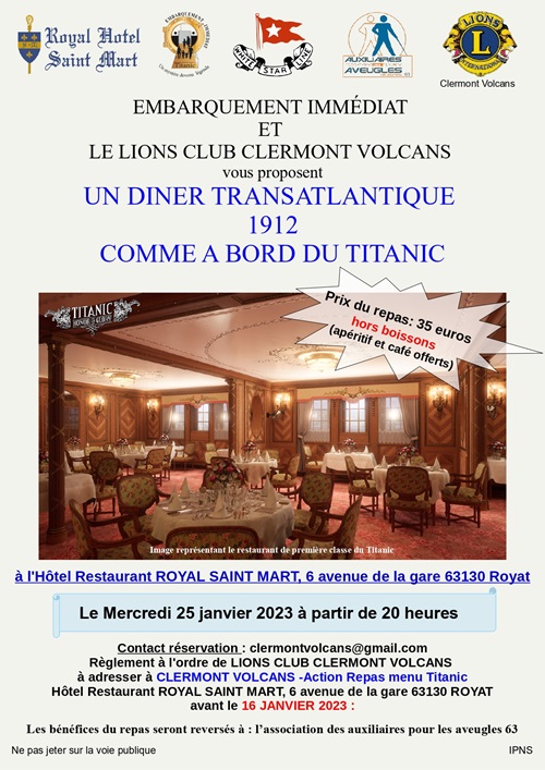 Affiche du dîner transatlantique 1912