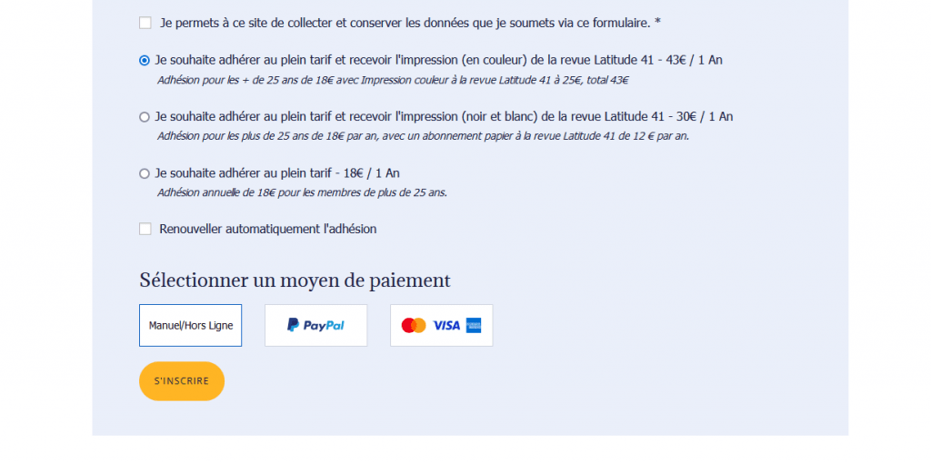 Interface de paiement