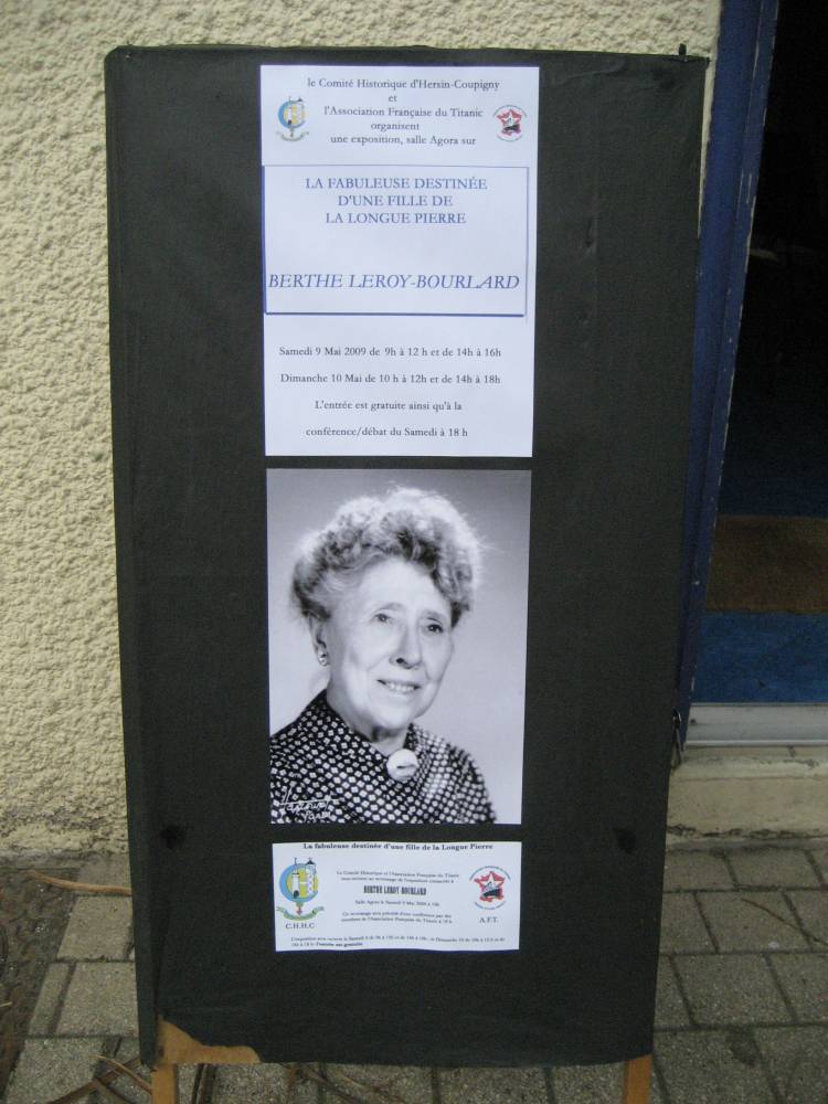 Annonce de conférence avec photo de Berthe Leroy.