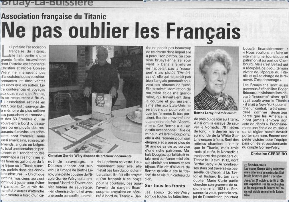 Article "Ne pas oublier les Français"