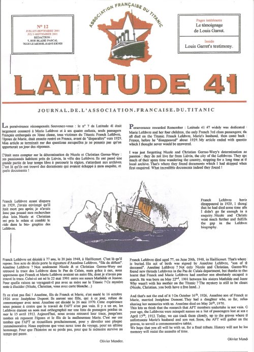 Lire la suite à propos de l’article Latitude 41 n°12