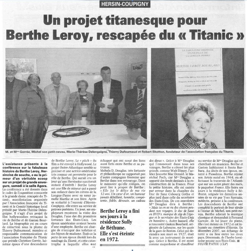 Article de presse "Un projet titanesque pour Berthe Leroy".