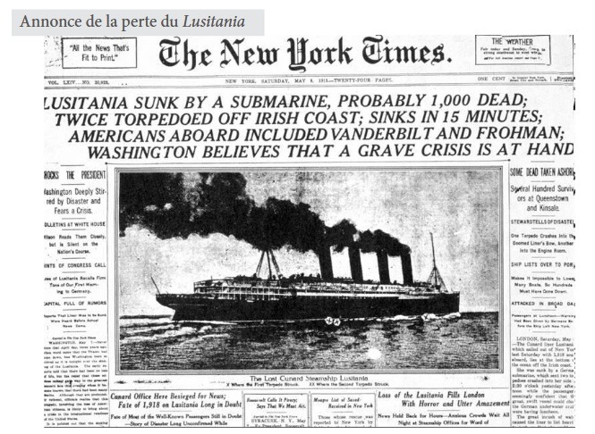 Lire la suite à propos de l’article Mai 1915, Une catastrophe annoncée : le torpillage du Lusitania