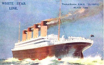 L’Olympic filant à toute vapeur sur l’Atlantique. Situé à 500 milles de son frère-jumeau, il ne pourra être d’aucun secours aux passagers du Titanic (collection Franck Gavard-Perret).