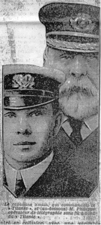 Un journal français présente les héros du Titanic : le capitaine Edward John Smith qui a coulé avec son bateau, et l’opérateur radio John Phillips, mort en service, en envoyant désespérément des SOS pour que les secours arrivent.