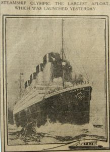 Lire la suite à propos de l’article Il y a 100 ans… Le voyage inaugural du RMS Olympic, 14-21 juin 1911